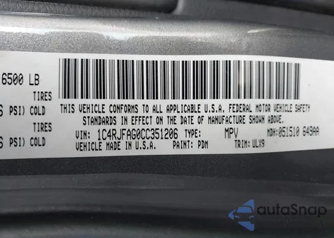 2012 Jeep Grand Cherokee Laredo из США, поврежденный, VIN 1C4RJFAG0CC351206